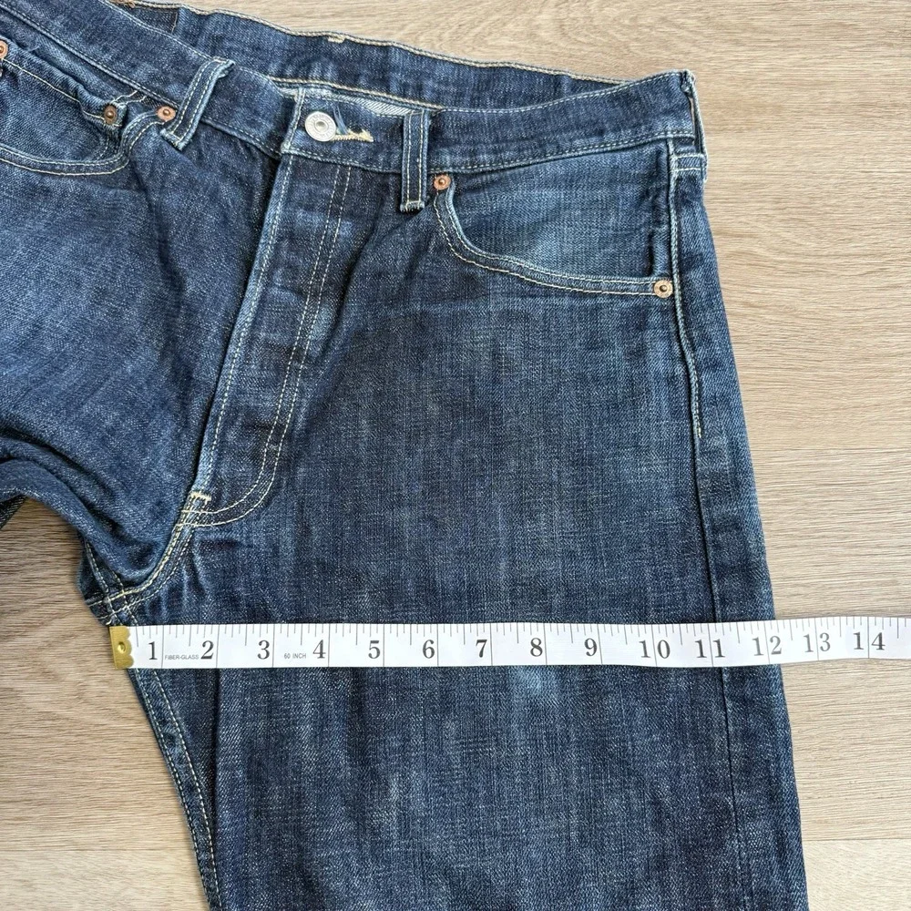 Levis 501 Dark Wash Slub Denim Jeans Mens 00501-0669 Tag 34x30 Fits 32x27 Mexico